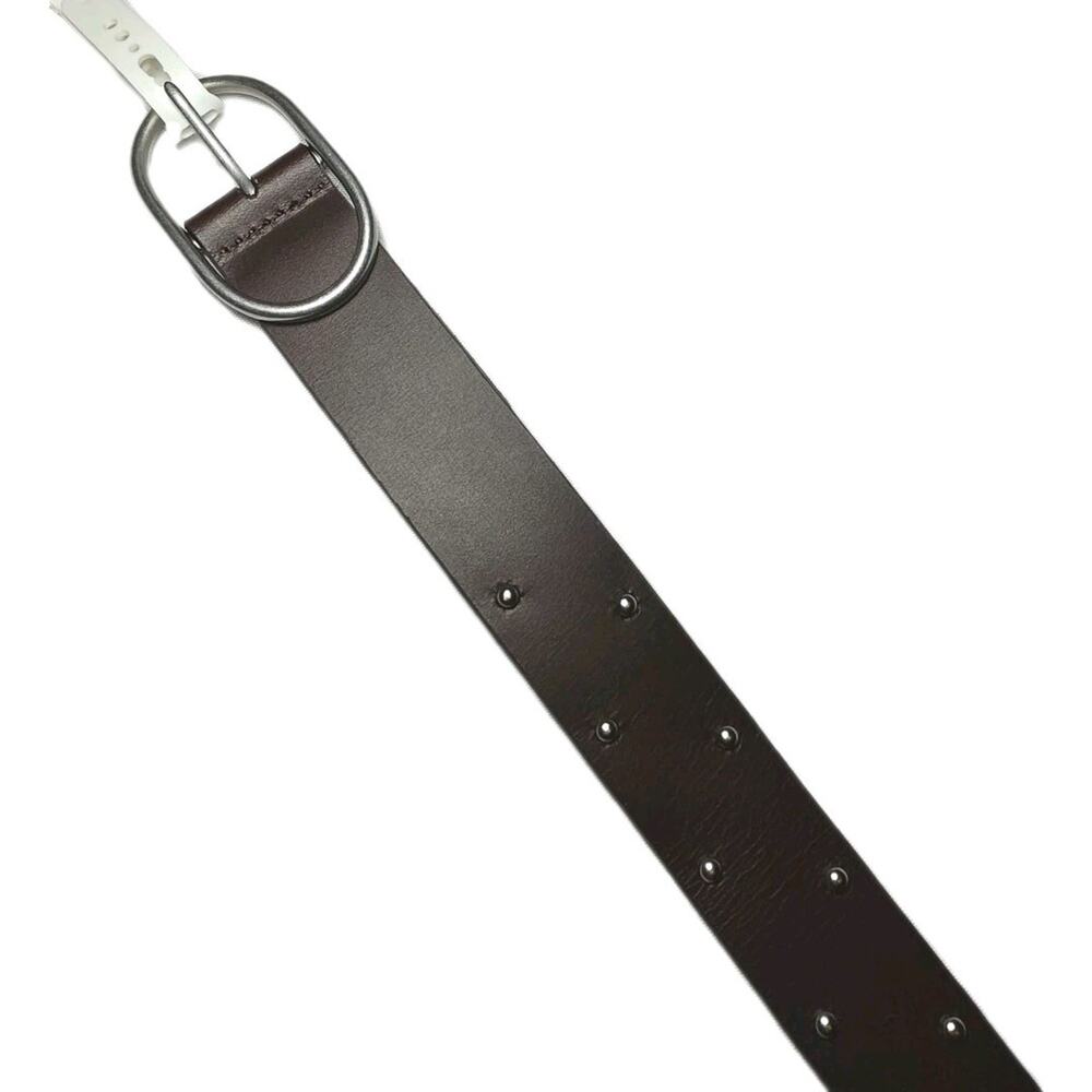 NWT Lucky Brand Women's S Dark Brown Studded Leather Belt Silver Buckle BUWG101